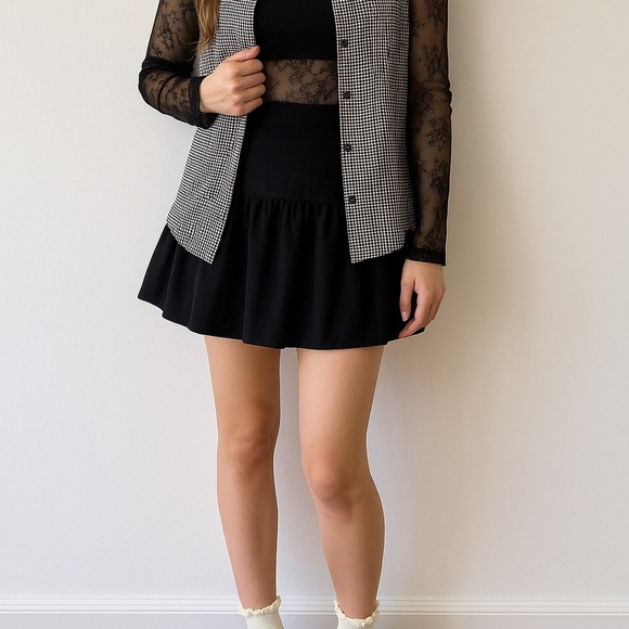 Rafaella Black White Check Sleeveless Button Front Blouse | Size 12 - Picture 7 of 8